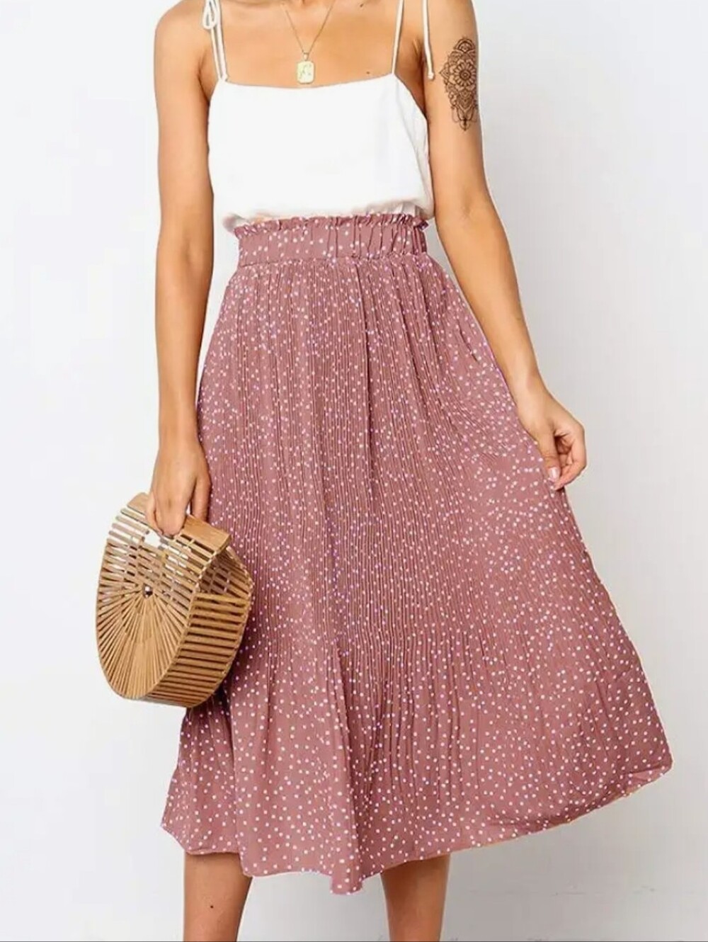 Exlura Polka Dot Midi Skirt